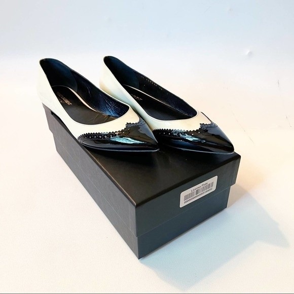 Saint Laurent Brogue Flats Off-White & Black Size 40 - Picture 1 of 10